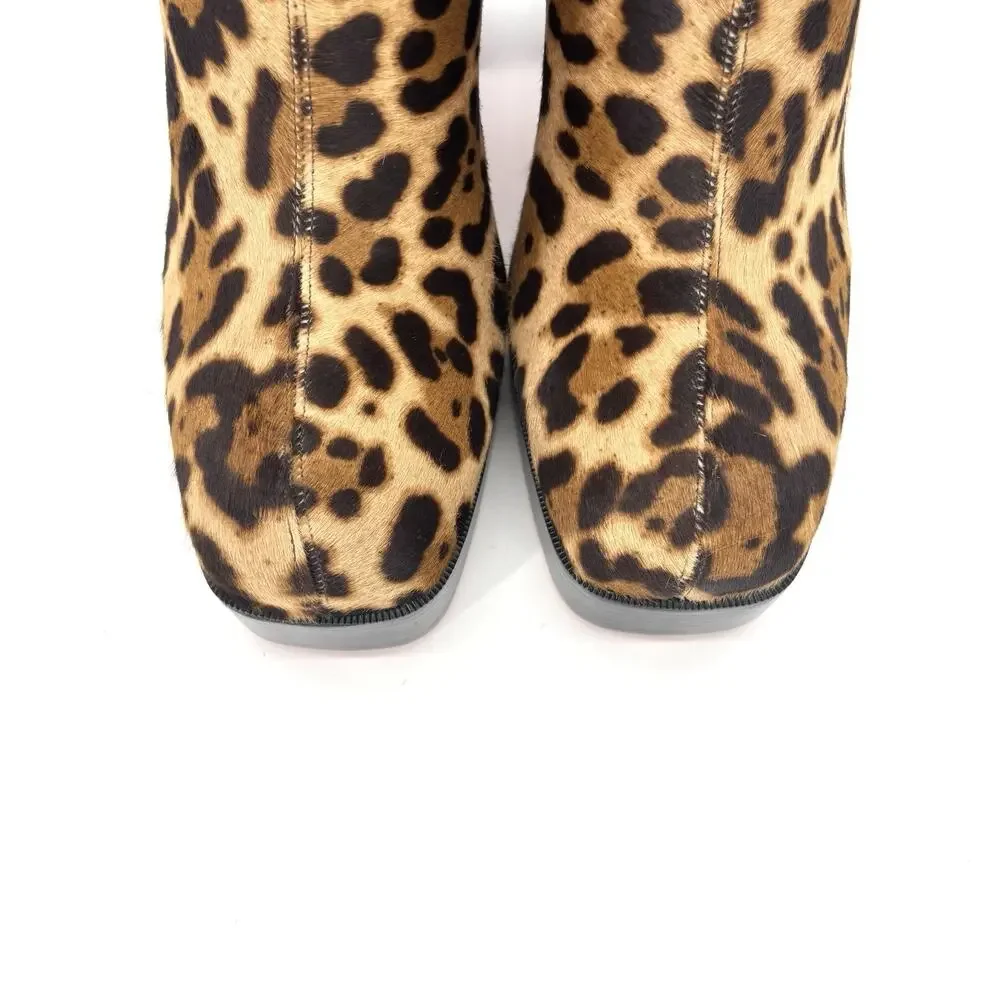 NEW Christian Louboutin Stage 110 Ponyhair Leopard Print Platform Boots 42